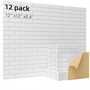 Set di 12 Pannelli Fonoassorbenti e Fonoisolanti a Forma di Mattone per Installazione con Colla, per Riduzione del Rumore e Decorazione Pareti - Product Image 1