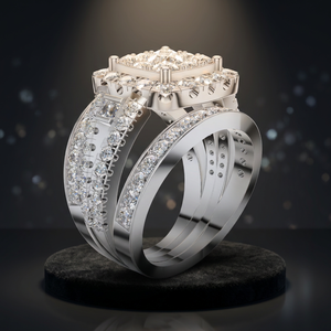 Bague de fiançailles en diamant synthétique de laboratoire taille brillant Aurum Diam, couleur E, certifiée EGL, en argent 925, cadeau d'anniversaire - Product Image 1