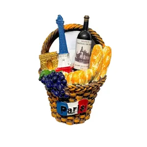 Europe France Tour Eiffel Pain Français <span class=keywords><strong>Paris</strong></span> Aimant de Réfrigérateur 3D en Forme de Panier Souvenirs Touristiques Autocollants Magnétiques - Product Image 6