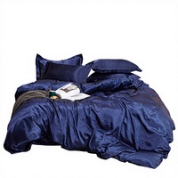 Parure de lit de luxe 4 pièces en polyester pur 100% et soie de mûrier tissée, moderne, 300 fils, toutes saisons, grade A, double, unie, violet, pour bébé