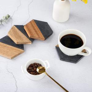 Posavasos Personalizado Dormake de Madera de Acacia Hexagonal Negra de 5mm, Ecológico, Protector de Mesa, para Té - Product Image 2