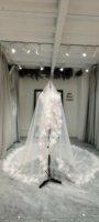 Voile de mariée long en organza fait main avec bordure florale 3D MVM0112 Fairy