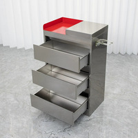 Armoire de rangement pour coiffeur, salon de coiffure, barbier, studio de beauté, chariot à tiroirs en acier avec porte-outils latéral et plateaux