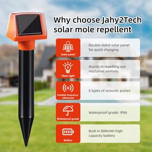 SAIJZEK 4 Pak penolak tahi lalat ular surya, 4 sisi ganda, penolak tikus Gopher ultrasonik, pengusir tikus bertenaga surya - Product Image 3