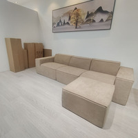 Canapé modulaire sectionnel en tissu moderne en forme de L avec coin carré, compressé sous vide, avec ottoman, fabriqué par un fabricant OEM