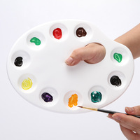 Palette de peinture ovale en plastique, 10 trous, plateau de mélange de couleurs, fournitures d'art pour étudiants et enfants, dessin, artisanat, peinture, 1 pièce