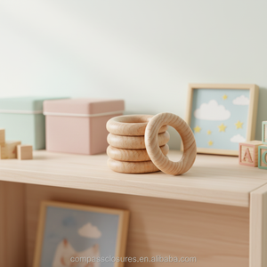 Anneaux en bois de hêtre naturel écologiques COMPASS en gros, non finis, style Art Déco, solides, durables et légers pour la décoration murale et intérieure - Product Image 1