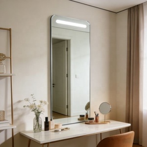 Miroir mural asymétrique moderne sans cadre en verre argenté à bords biseautés en forme de goutte d'eau pour salle de bain et décoration intérieure - Product Image 5