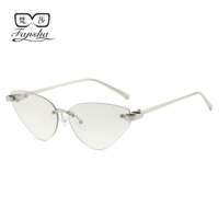 Lunettes de soleil unisexes FANSHA FS-289 sans monture, style œil de chat, monture en métal doré, polarisées, protection UV400, légères, durables et confortables