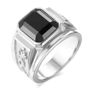 Retro Dragon Cincin dengan Hitam Square Gem Cincin untuk Pria 18K Emas Berlapis Ukuran 6 -13