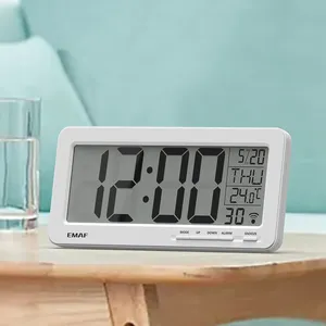 EMAF Simple Household Digital Alarm Clock Temperature Day Week Alarm Clock Office Desktop Living Room Bedroom Digital Clock