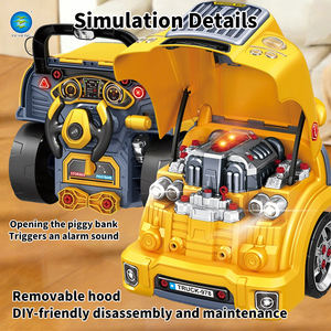 Juguete Educativo Multifuncional de Ensamblaje, Juego de Herramientas de Reparación e Ingeniería, Autobús Escolar de Simulación, Alcancía de Plástico, Cumple con la Norma EN71 - Product Image 6