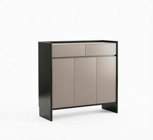 Meuble à chaussures moderne et mince, écologique et durable, avec rangement inférieur ouvert, organisateur <span class=keywords><strong>d</strong></span>'entrée à 3 portes, finition beige et noir, gain de place, pour salle de sport - Product Image 2