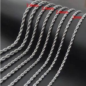 Collar de cadena torcida de acero inoxidable Unisex para hombre y mujer de 45-60cm para colgante, cadena <span class=keywords><strong>cubana</strong></span> Fina, collar con abalorio, cadena, joyería para mujer - Product Image 3
