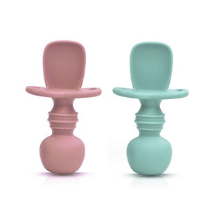 신생아 유아 아기 첫 단계 독립적 인 수유 훈련 스푼 Bpa 무료 씹을 수있는 실리콘 아기 숟가락 - Product Image 4