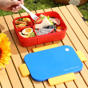 Lonchera Rectangular de Plástico Bencircle XW06 de 1450 ml, Lonchera Bento de una Sola Capa de PP con Cuchara, Diseño de Cierre Seguro en 4 Lados - Product Image 3