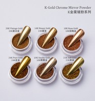Poudre miroir chromée, pigment métallique pour ongles, série K-Gold, or fumé, or doux, or rose, usage cosmétique