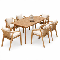 Meubles de jardin modernes en teck massif de luxe pour l'extérieur et l'intérieur, table et chaises de salle à manger pour la plage, les hôtels, les villas