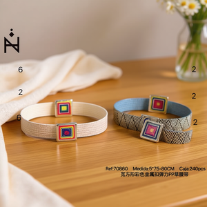 Cintura elastica in PP con fibbia quadrata in metallo colorato, larga 5 cm, alla moda, per donna - Product Image 3