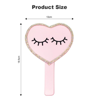 Cadre en plastique portable personnalisé avec logo personnalisé poche de maquillage compacte petit coeur bling strass miroir de poche à main