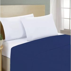 Breathable Plain 100% Cotton Flat <b>Sheet</b> 200x300cm Blue Italian All-Season French <b>Bed</b> Size - Product Image 3