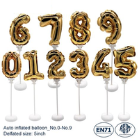 Mini ballon auto-gonflable automatique, 1 pièce, en forme de chiffres, décoration en aluminium pour fête d'anniversaire, pour enfants, pour cérémonie