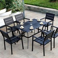 Conjunto de Mesa y Sillas de Comedor para Exteriores, Moderno y Duradero, de Aluminio, Plástico, Madera y Metal, para Balcón, Jardín, Parque, Casa de Campo, Ocio