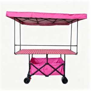 Chariot de marché mobile pliable avec auvent et plateau, robuste et pliable, pour marchés aux producteurs, foires artisanales, camping - Product Image 4