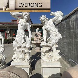 Escultura de Jardín de Tritón y <span class=keywords><strong>Nereida</strong></span>, Estatuas de Piedra de Mármol de Gran Tamaño para Interiores, Diseño Moderno, en Venta - Product Image 2