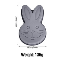 Moule à gâteau en silicone en forme de lapin de Pâques, grand moule à pâtisserie tête de lapin, moule à pain 3D animal, outil de cuisson de qualité alimentaire pour pâtisserie