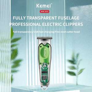 Tondeuses à cheveux <span class=keywords><strong>sans</strong></span> <span class=keywords><strong>fil</strong></span> rechargeables par USB transparentes <span class=keywords><strong>Kemei</strong></span> KM-322 Affichage LED Tondeuses à cheveux électriques professionnelles pour hommes - Product Image 4
