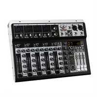 Console de mixage audio professionnelle 6 canaux en métal pour DJ, enregistrement, mini console de mixage audio avec effets DSP pour diffusion en direct et karaoké