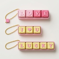 Hot Selling Drop Resistant Press Button PLA Keychain 3D Printed DIY Stress Relief Modern Art Rectangular Letter Pattern Key