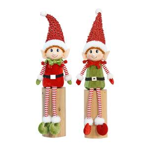 ELFES ASSIS EN TOILE VERT/ROUGE ASSORTIS À LONGUES JAMBES H 56CM - Product Image 1