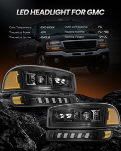 DOT <span class=keywords><strong>LED</strong></span>-Scheinwerfer für 1999-2006 Yukon XL 1500/2500 & 1999-2007 Sierra 1500/2500HD/3500 Classic 45W GMC Beleuchtungszubehör - Product Image 5