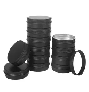 Матовые черные круглые алюминиевые банки для крема жестяная банка с винтовой крышкой 10 мл 15 мл 30 мл 50 мл 60 г 100 г 200 г 250 г