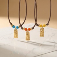 Collier Pendentif Turquoise Tarot Gardien Religieux Romantique avec Chaîne en Acier Inoxydable Plaqué Or 18K