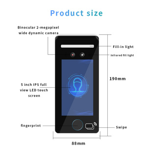 5-inch động sinh trắc học vân tay nhận dạng khuôn mặt kiểm soát truy cập máy chấm công TCP/IP wifi với 2000 người dùng - Product Image 2