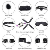10 pièces fétiche Kits lit contraintes Bondage peluche PU Sexy flirter jouets alternatifs attaché BDSM Bondage costume adulte Sex toy pour les femmes