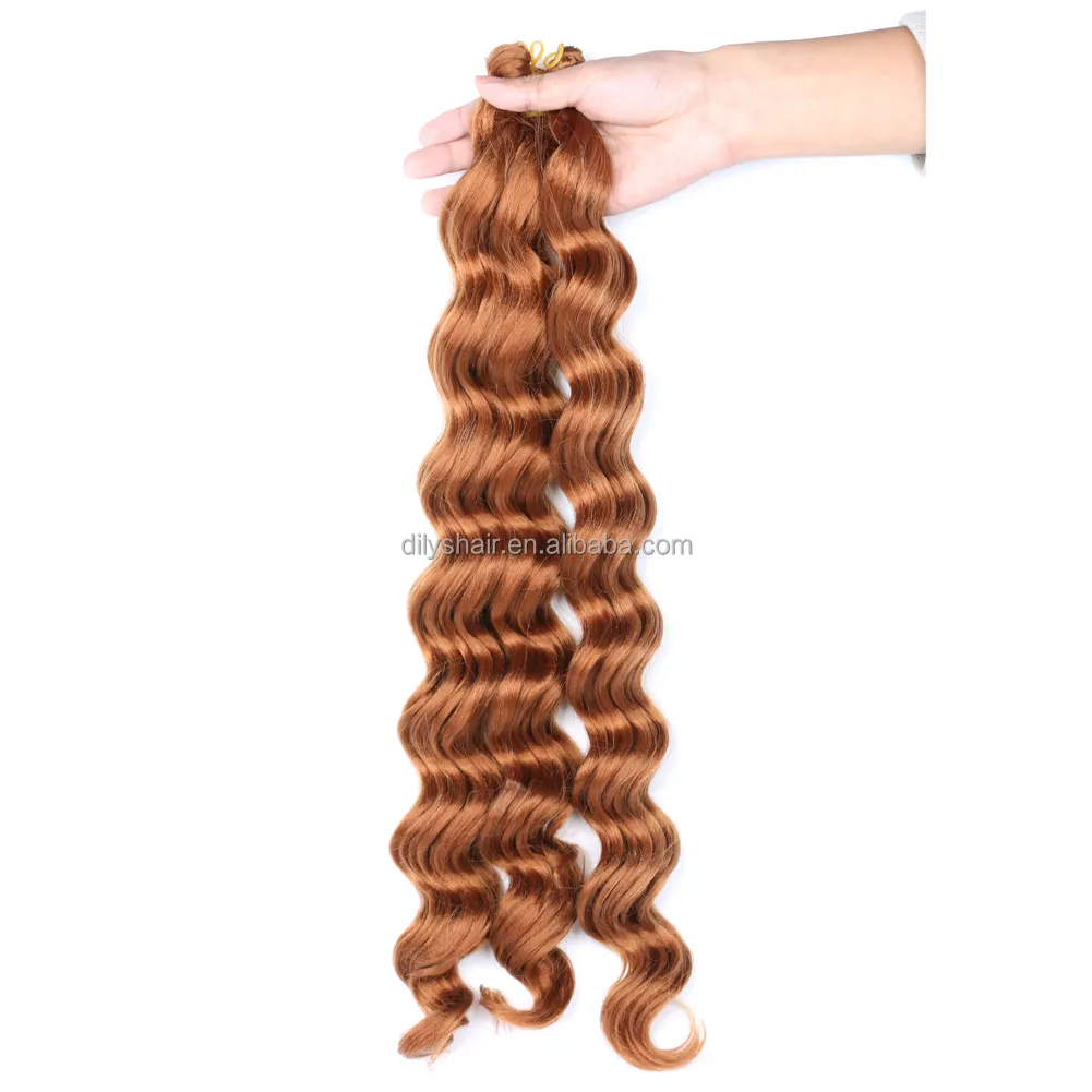 Premium Fiber Crochet Hair Curly Synthetic Braiding Hair Extensions Deep Wave Ombre Colored Crochet Braids Bulk Hair