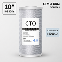 Cartouche filtrante CTO Big Blue de 10 pouces pour la purification de l'eau potable, best-seller, bloc de carbone fritté à haute teneur en iode 1000 mg/g