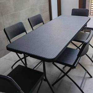 Mesa Plegable de Alta Calidad de 6 Pies, Mesa Lateral de Plástico y Ratán para Acampar al Aire Libre - Product Image 5