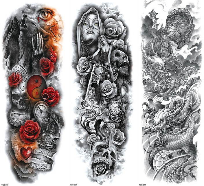 Оптовая продажа, Высококачественная Временная наклейка на руку тела, татуировка на всю руку