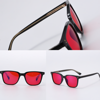 Lunettes de vue tendance en gros d'usine, légères, avec filtre anti-lumière bleue à 99 %, design riveté, verres carrés rouge-orange