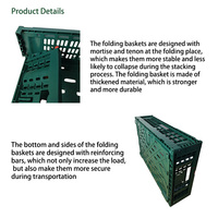 Caisse en plastique maillée de qualité alimentaire, recyclable, empilable, pliable, pour fruits et légumes, stockage en chambre froide, panier pliable