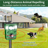 Répulsif d'animaux multifonction avec détecteur de mouvement, son ultrasonique et lumière flash pour la sécurité du jardin