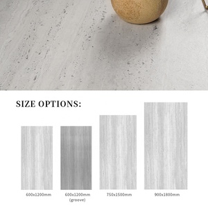 Carreau de porcelaine industriel aspect travertin 600x1200, effet pierre gris clair pour loft moderne et sol d'appartement - Product Image 4