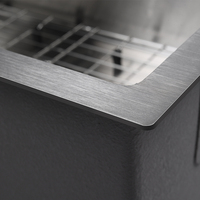 Évier de cuisine commercial en acier inoxydable 304 fait main, à cuve unique, surface nano, installation sous plan, moderne, facile à nettoyer