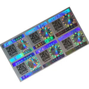 Etiqueta de código qr inviolável, etiqueta anti-falsa com autenticidade de segurança de número exclusivo 3d holograma