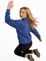 Haut décontracté tendance pour femme, col montant, coupe ample, en coton